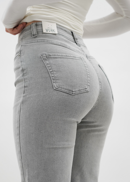 Stretch high waist straight leg jeans light grey (tall)