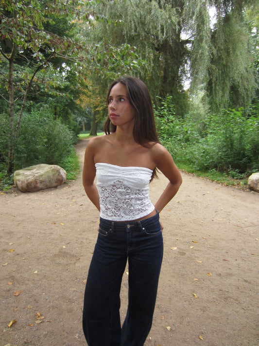 Nora lace bandeau top - White