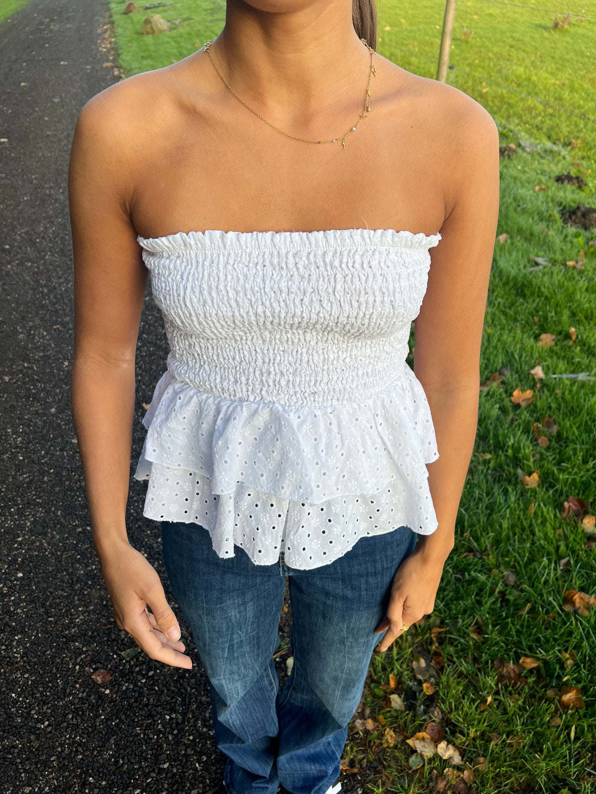 Milla broderi anglaise top - White