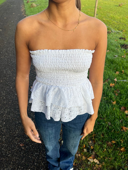 Milla broderi anglaise top - White