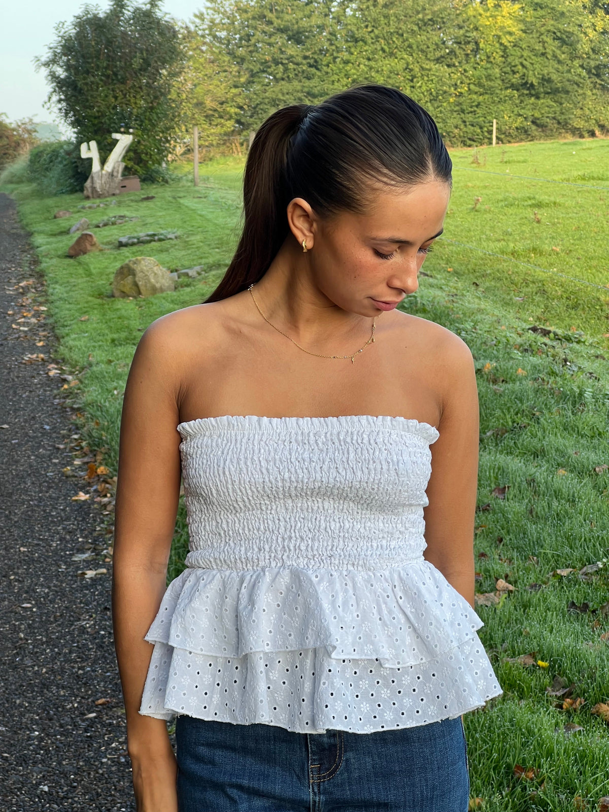 Milla broderi anglaise top - White
