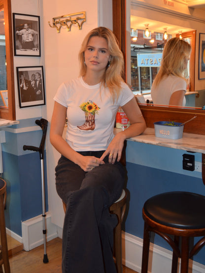 "Be my sunflower" baby tee - White