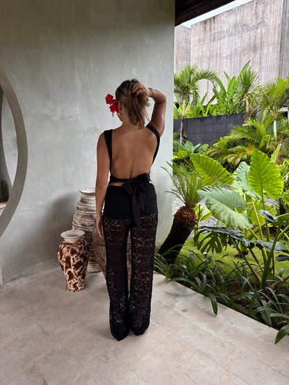 Isolda top with open back - Black