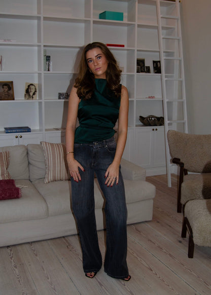 Zandra satin top - Dark green