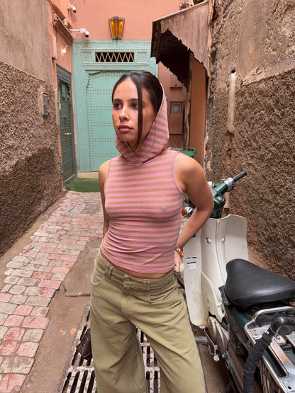 Nova glitter top with hood - Pink/beige