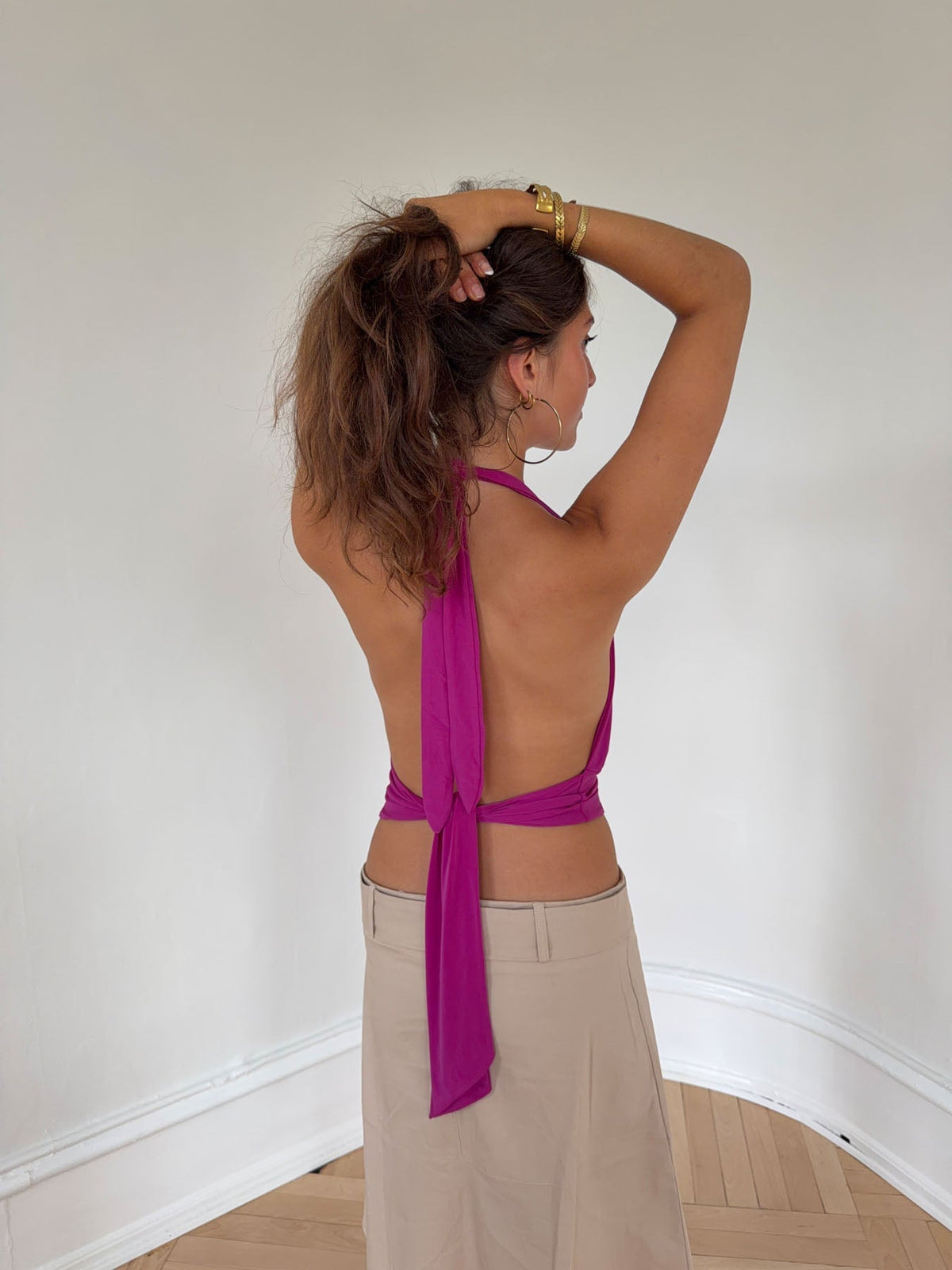 Darina halterneck top - Fuchsia