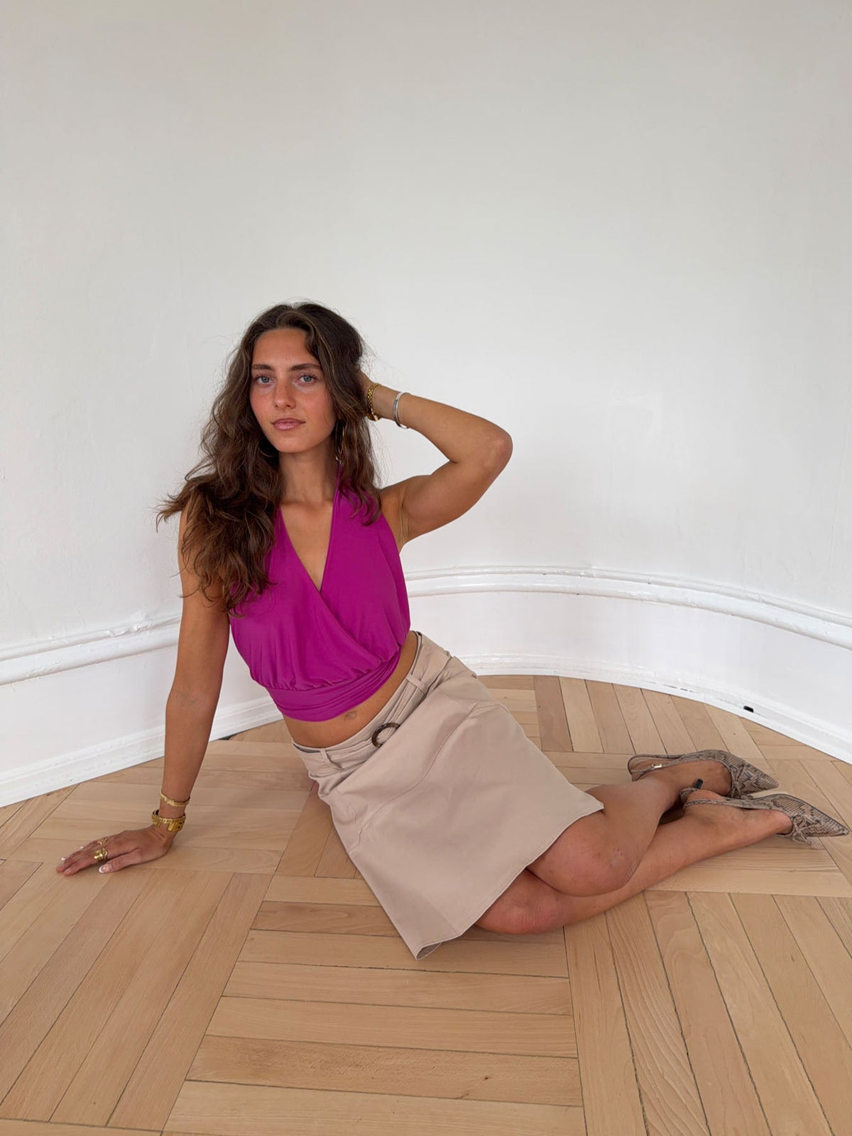 Darina halterneck top - Fuchsia