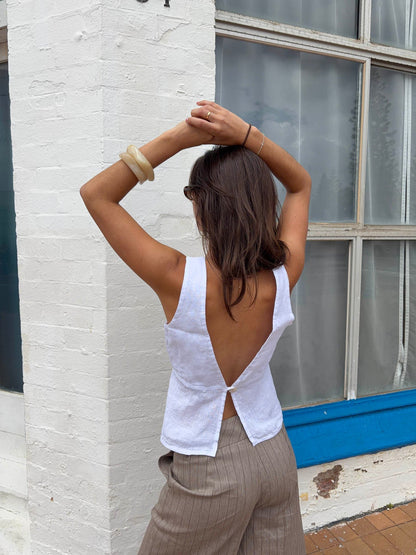Emina linen top - White