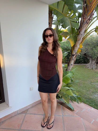 Frey one shoulder top - Brown