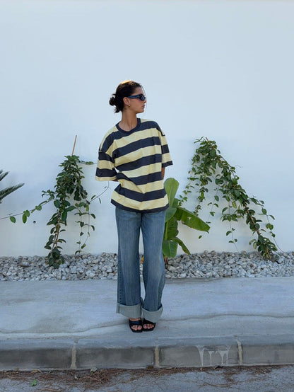 Zinnia oversized t-shirt - Yellow/grey