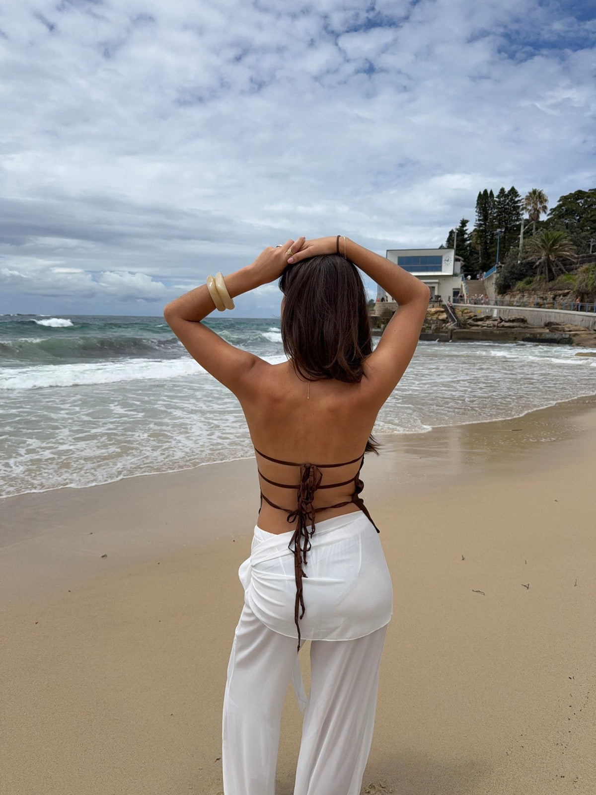 Belle satin top - Brown