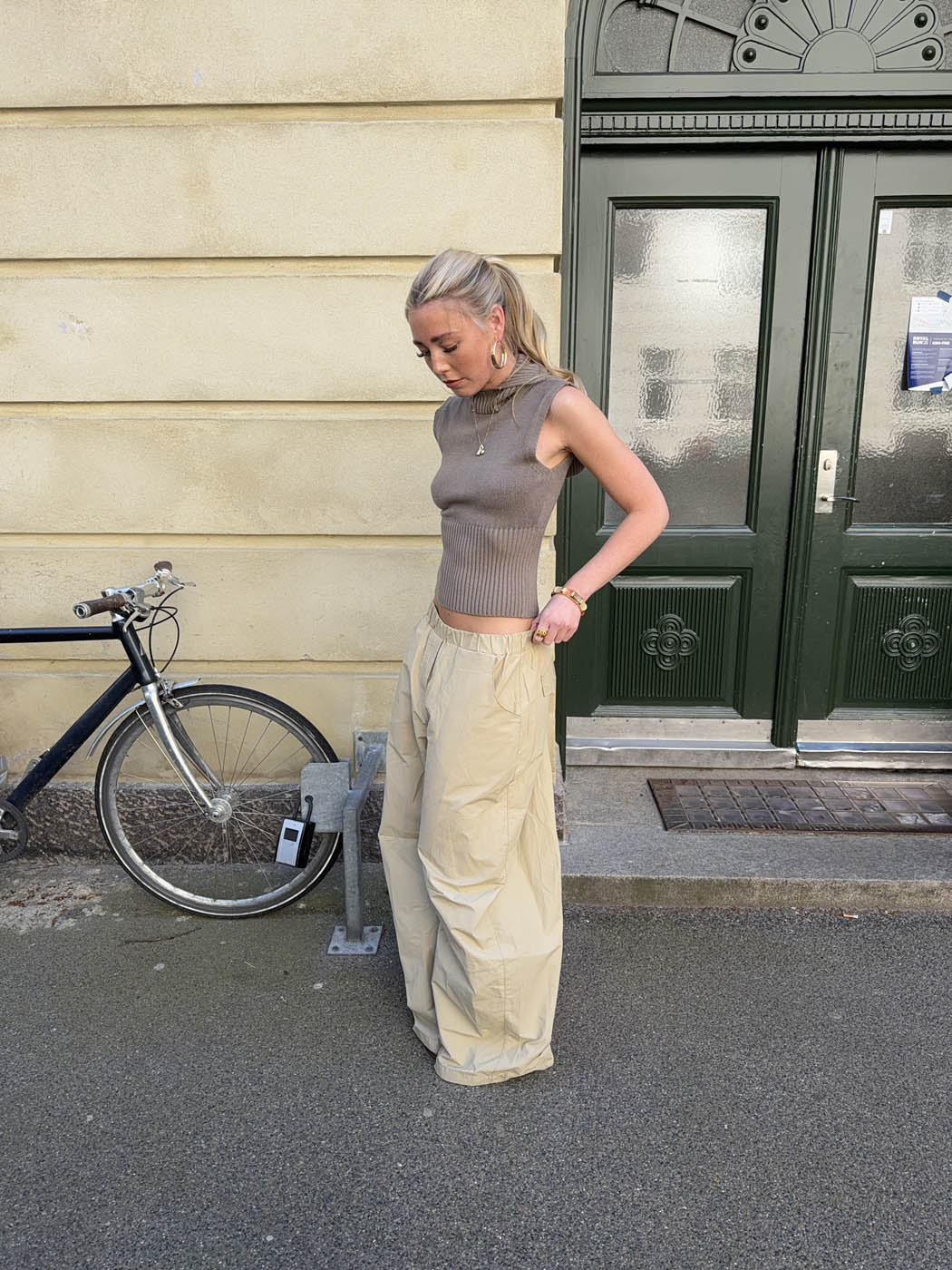 Munga knit top with hoodie - Taupe