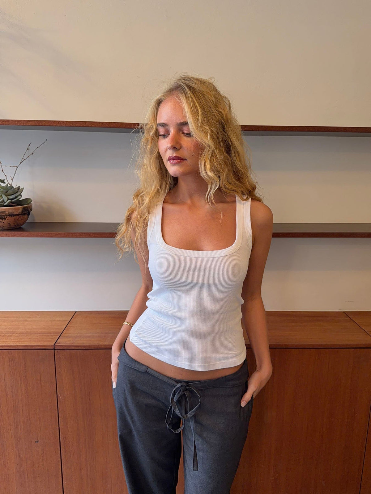 Beate ribbed tanktop - White