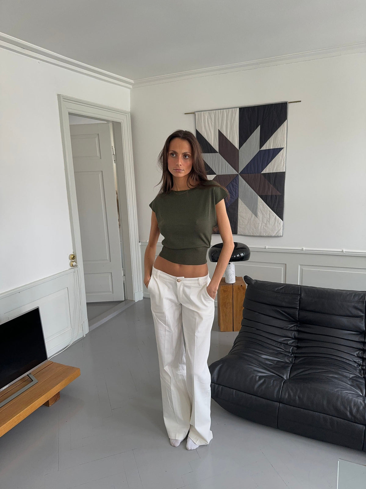 Lilu form fitting top - Khaki green
