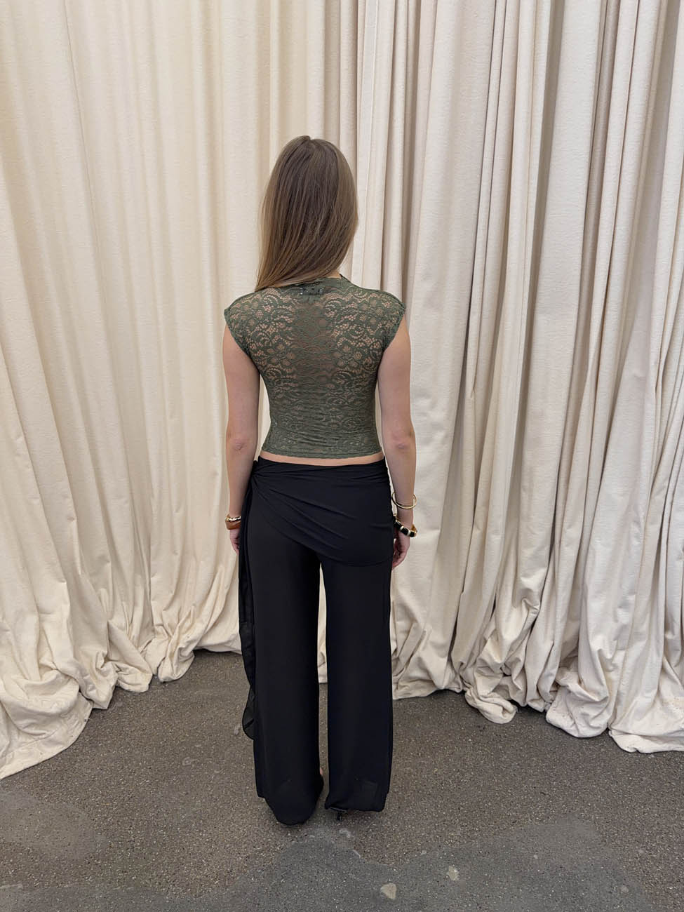 Marisole top in lace - Khaki