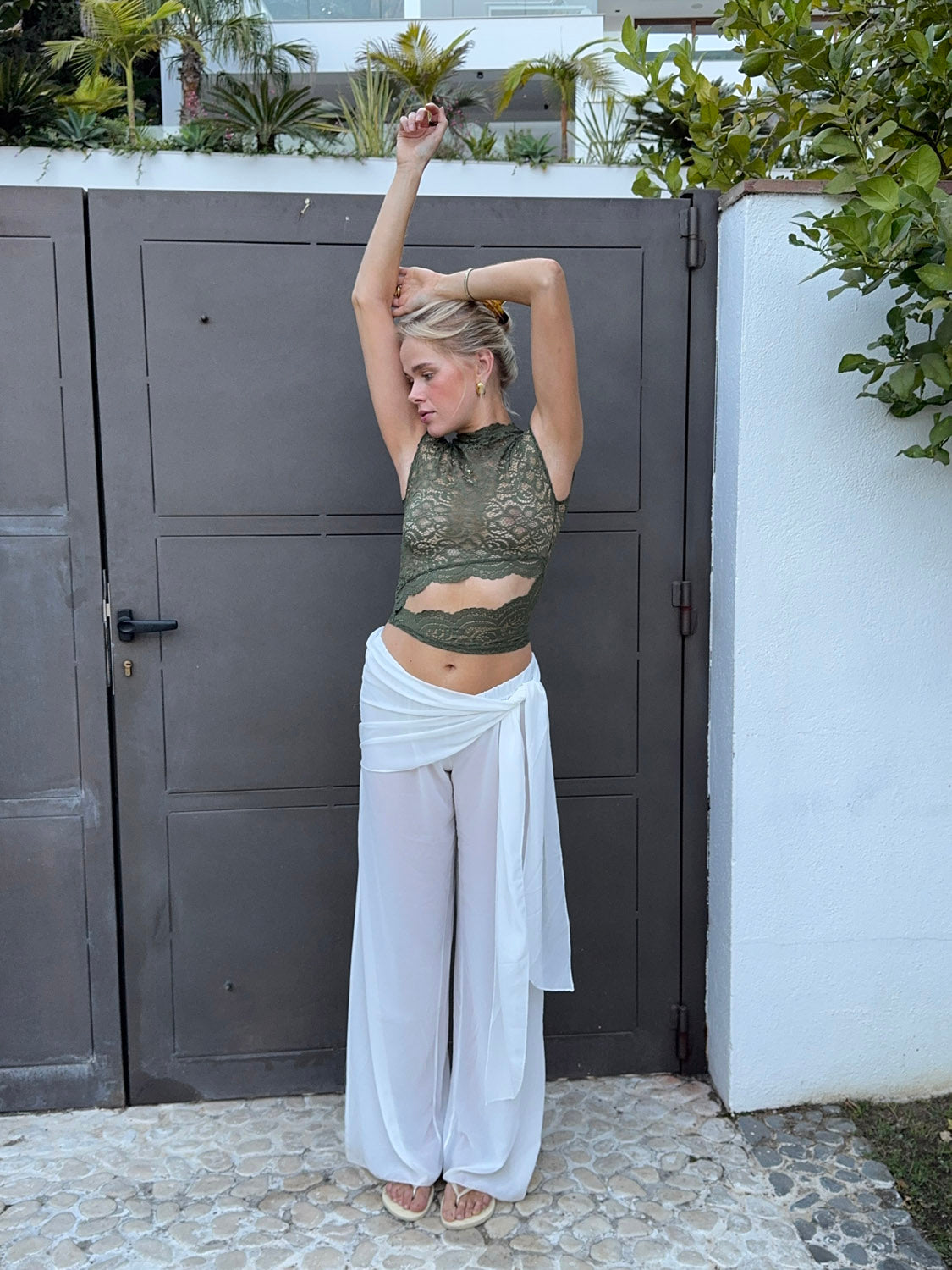 Marisole top in lace - Khaki