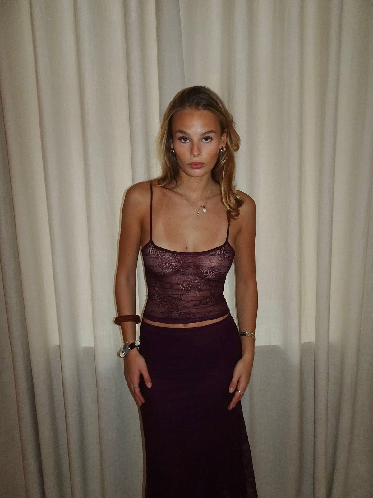 Nadja top with lace - Purple
