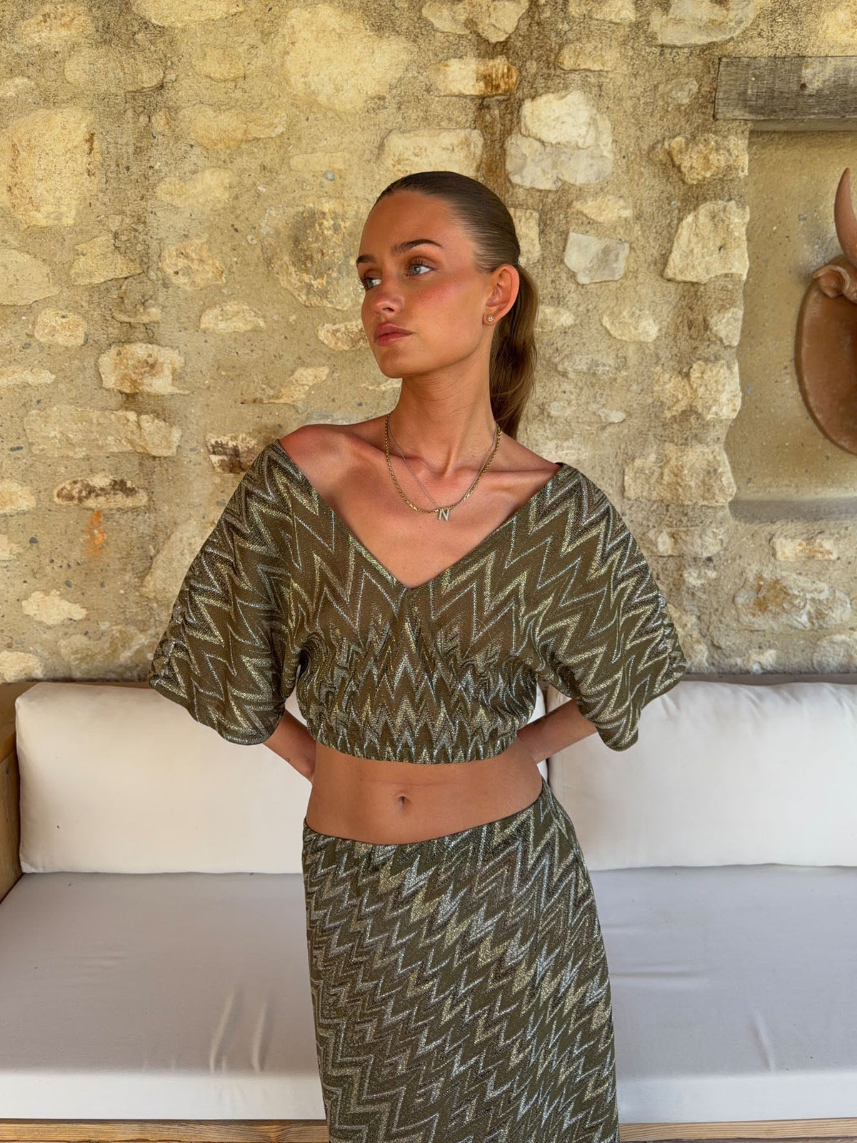Skylia top with glitter – Green