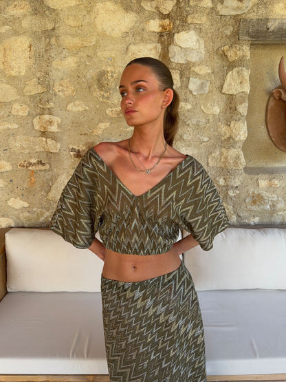 Skylia top with glitter – Green