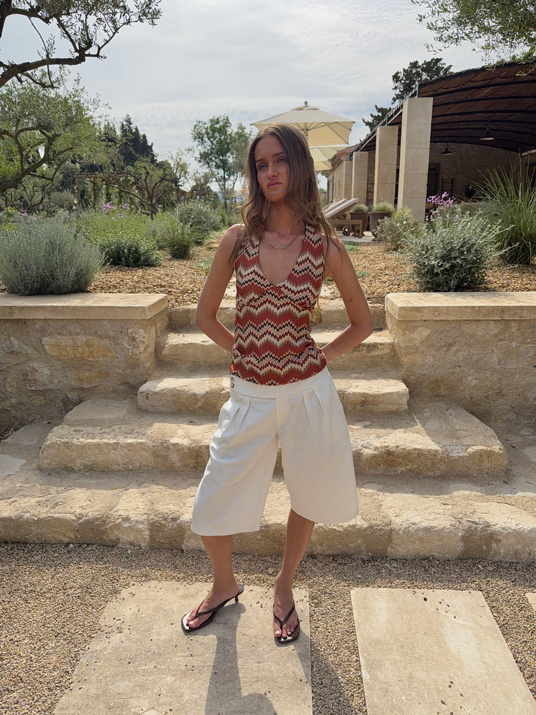 Zigga top with pattern - Orange/beige