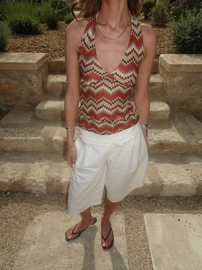 Zigga top with pattern - Orange/beige
