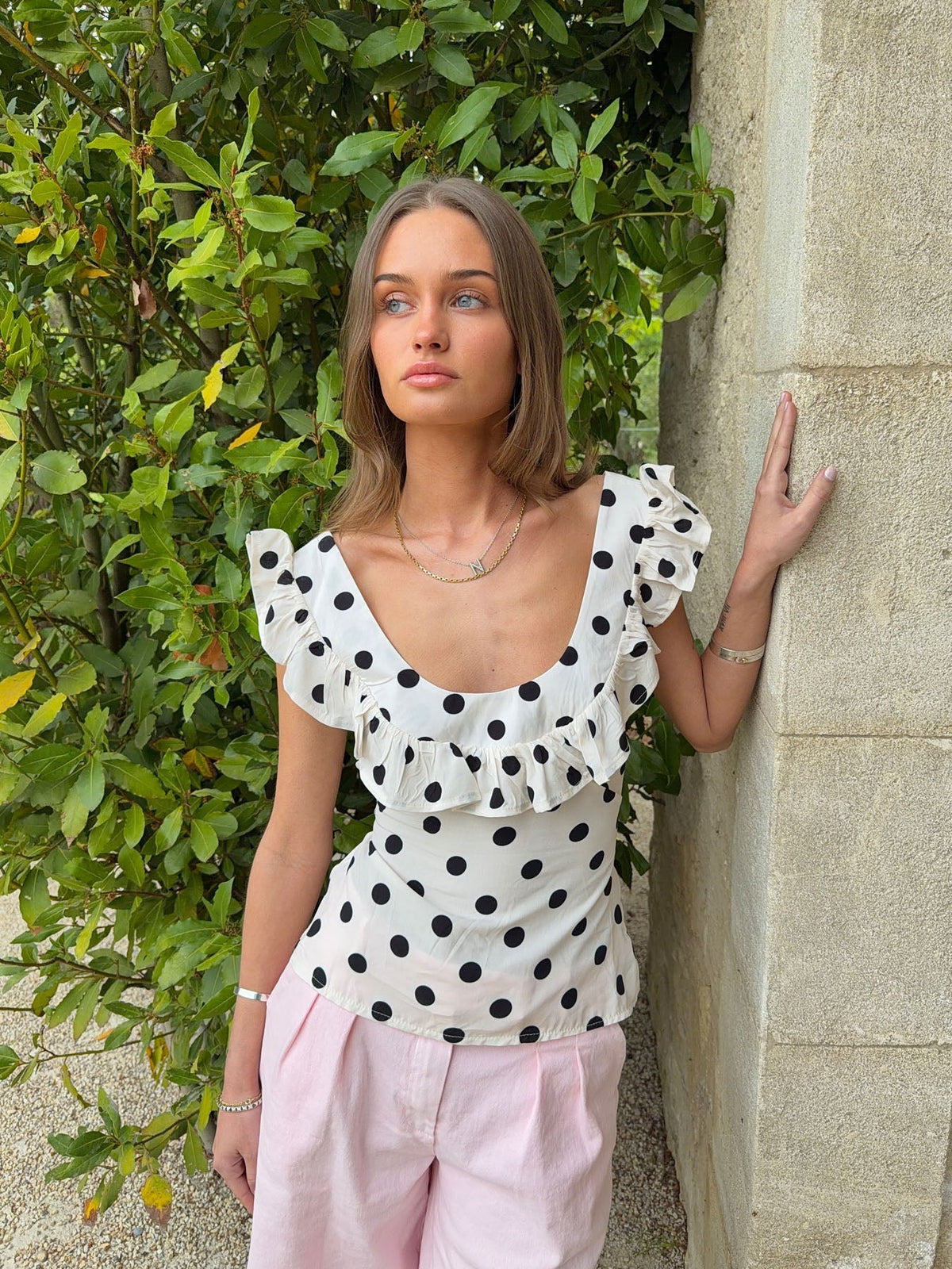 Jamia top with polka dots - White/black