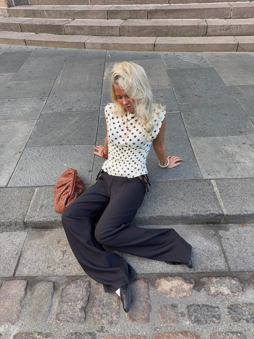 Seline top with polka dots - White/brown