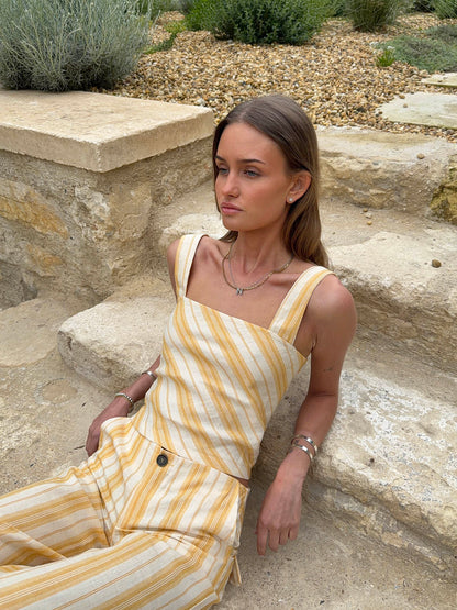 Hemna top with stripes - Yellow/white