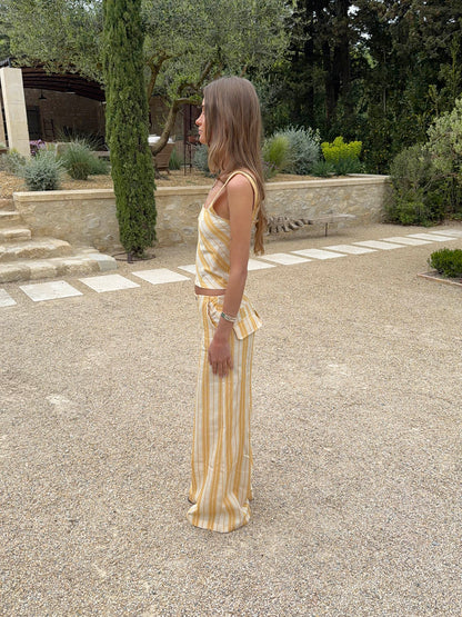 Hemna top with stripes - Yellow/white