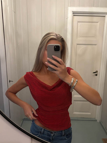 Lily top with stripes – Red/bordeaux