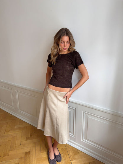 Kristin top with open back – Brown