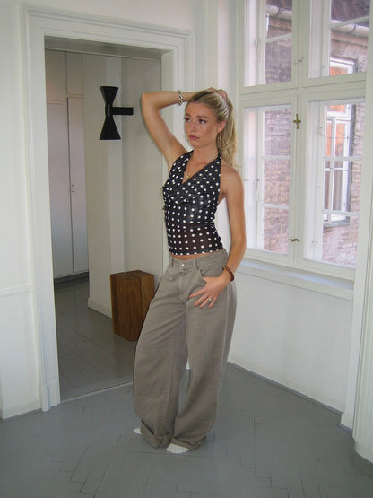 Ida top with polka dots - Black/white