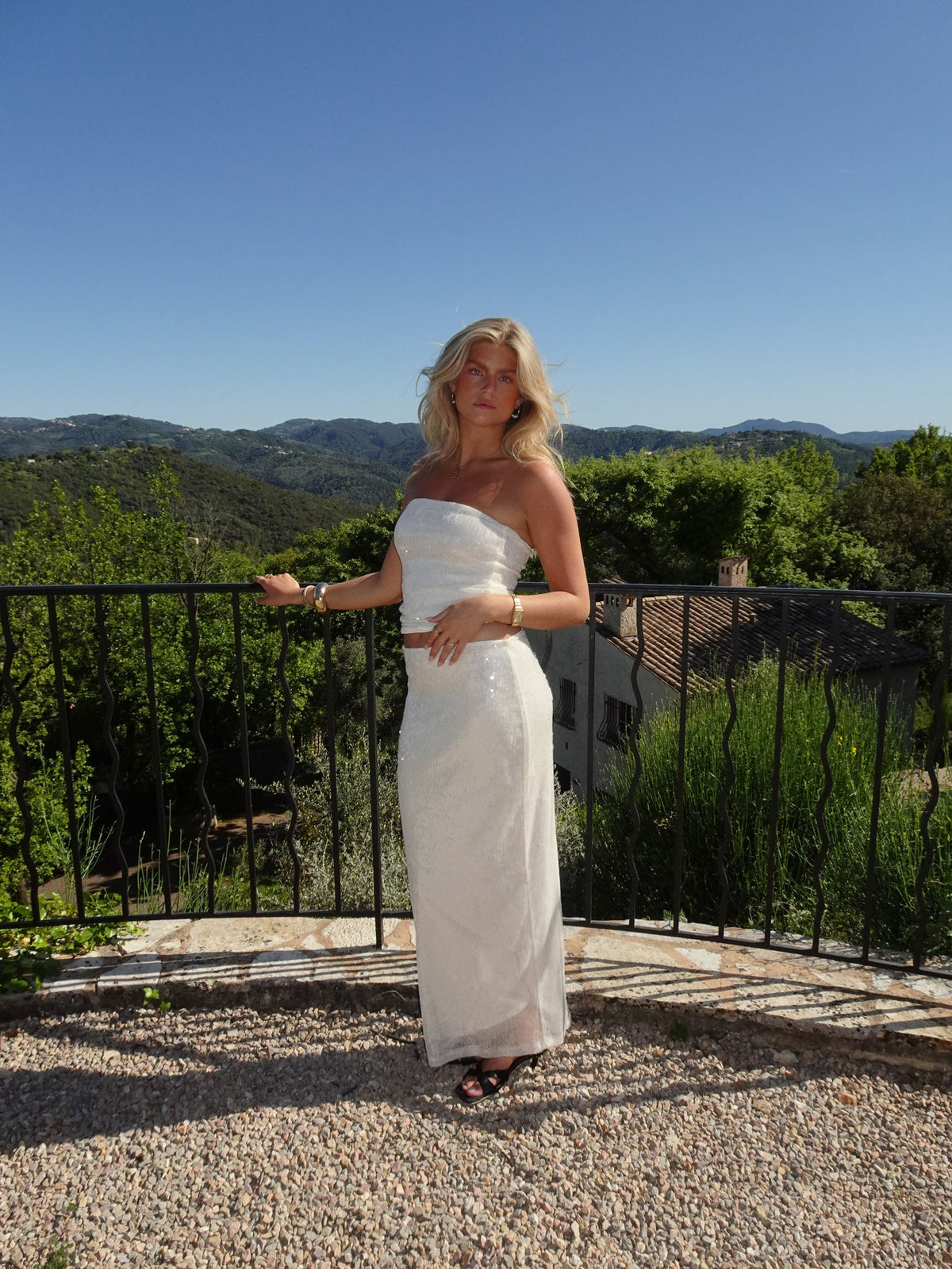 Ema tube top with sequins – White